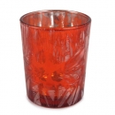 Kleines Teelichtglas Herbst Blätter in Orange, verspiegelt, 68 mm