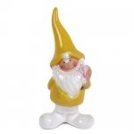 Keramik Wichtel Knub mit Blume, in Gelb, 14,5 cm