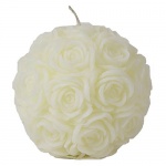 Rosen Kugelkerze, Hochzeit in Creme, 90 mm