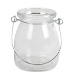 Kleines Glas Väschen, Windlicht mit Henkel, 85 mm