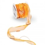 5 Meter Trendy Tischband mit Karo Herzen in Orange