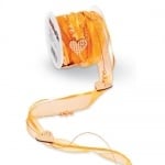 5 Meter Trendy Tischband mit Karo Herzen in Orange
