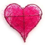 Draht Sisal Herz in Pink