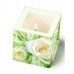 Eckige Kerze White Roses, 80 mm