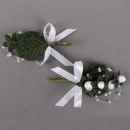 Anstecker Kommunion, Hochzeit Kugelblüten mit Perlen in Weiß, 95 mm