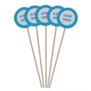 5 Deko Stecker Taufe, Babyparty mit auswählbarem Spruch in Pazifik Blau, 21 cm