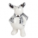 Porzellan Elch mit Stern, Weihnachten in Weiß/Silber, 10 cm