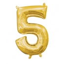 Folien Zahlenluftballon 5 in Gold, ohne Helium verwendbar