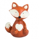 Dekofigur Fuchs mit Herz in Rot-Braun/Creme Nr. 1, 10,5 cm