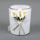 Gastgeschenk Hochzeit, Teelichtglas mit Callablumen, inkl. Teelicht, 60 mm