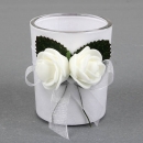 Gastgeschenk Hochzeit, Teelichtglas mit Rosen, inkl. Teelicht, 60 mm