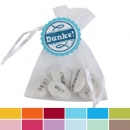 Gastgeschenk Organzasäckchen mit Gefühlssteinen, Fisch, in 12 Farben