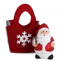 Gastgeschenk Weihnachtsmann in Filztasche mit Geschenk, 60 mm