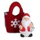 Gastgeschenk Weihnachtsmann in Filztasche mit Glöckchen, 60 mm