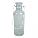 Glas Flaschen Vase mit Henkel zum Aufhängen in Hellblau/Weiß, 17 cm