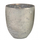 Glas Windlicht für Teelichter in Antik-Silber, 11 cm
