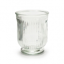 Glas Windlicht, Vase mit Streifen, klar, 13,5 cm