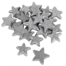24 Weihnachtsdeko Glitzer Sterne in Silber, 40 - 50 mm