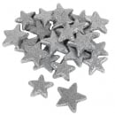 24 Weihnachtsdeko Glitzer Sterne in Silber, 40 - 50 mm