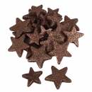 24 Weihnachtsdeko Glitzer Sterne in Braun, 40 - 50 mm
