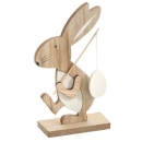Großer Holz Osterhase, Angel mit Osterei, 19 cm