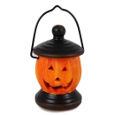 Keramik Halloween Kürbis Laterne mit bunter LED Beleuchtung, 12 cm