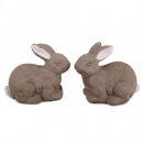 2er Set Beton Osterhäschen in Grau/Weiß, 10 cm