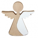 Holz Engel im Winter Harmonie Design in Hellbraun/Weiß, 14 cm