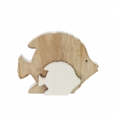 Puzzlefigur, 2 Holz Fische ineinander steckbar in Weiß, 11 cm