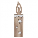Holz Kerze im Winter Harmonie Design in Hellbraun/Weiß, 22 cm