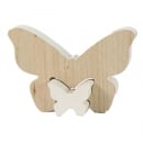 Puzzlefigur, 2 Holz Schmetterlinge ineinander steckbar in Weiß, 11 cm