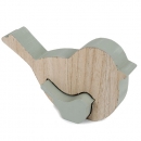 Puzzlefigur, 2 Holz Vögel ineinander steckbar in Mint, 9 cm