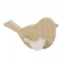 Puzzlefigur, 2 Holz Vögel ineinander steckbar in Weiß, 9 cm