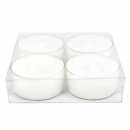 4er Pack Jumbo Teelichter weiß, transparente Hülle, 9 h Brenndauer