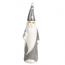 Keramik Nikolaus mit Stock in Grau/Weiß, 19 cm