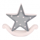 Keramik Stern mit Sternchen, Weihnachten, in Grau/Weiß, 12,5 cm
