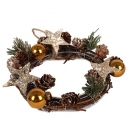 Kerzenkranz Weihnachten mit Glitzer, Schlaufe zum Aufhängen, 13 cm
