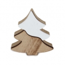 Kleiner Holz Tannenbaum, Winter Harmonie Design in Hellbraun/Weiß, 80 mm