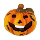 Keramik Halloween Kürbis Gesicht mit bunter LED Beleuchtung Nr. 3, 90 mm