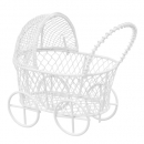 Metall Kinderwagen, Bonboniere, Taufe, in Weiß, 75 mm, für Geldgeschenke