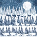 20er Pack Servietten Winterwald im Mondlicht in Blau/Weiß, 33 x 33 cm