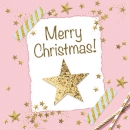 20er Pack Servietten Weihnachten, Merry Christmas in Rosa, 33 x 33 cm
