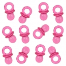 12 Mini Taufe Babyschnuller in Pink transparent, 20 mm