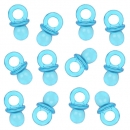 12 Mini Taufe Babyschnuller in Türkis transparent, 20 mm
