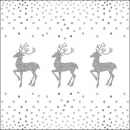 20er Pack Servietten Hirsche und Punkte in Weiß/Grau, 33 x 33 cm