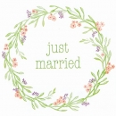 20er Pack Perlmuttglanz Servietten Hochzeit -Just Married-, 33 x 33 cm