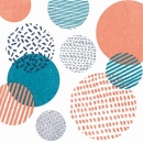 20er Pack Servietten Moderne Kreise in Apricot/Ocean Teal, 33 x 33 cm