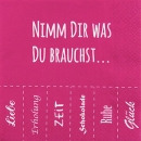 20er Pack Servietten -Nimm dir was du brauchst- in Pink, 33 x 33 cm