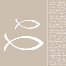 20er Pack Servietten Kommunion, Christliche Fische, Glaube in Taupe, 33 x 33 cm