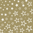20er Pack Servietten Weihnachten, Sterne in Gold/Weiß, 33 x 33 cm